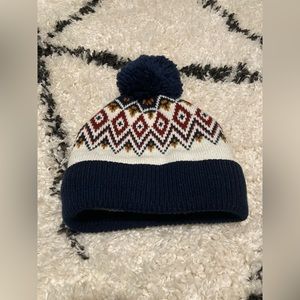 Blue and White Patterned with Pom Old Navy Beanie OS